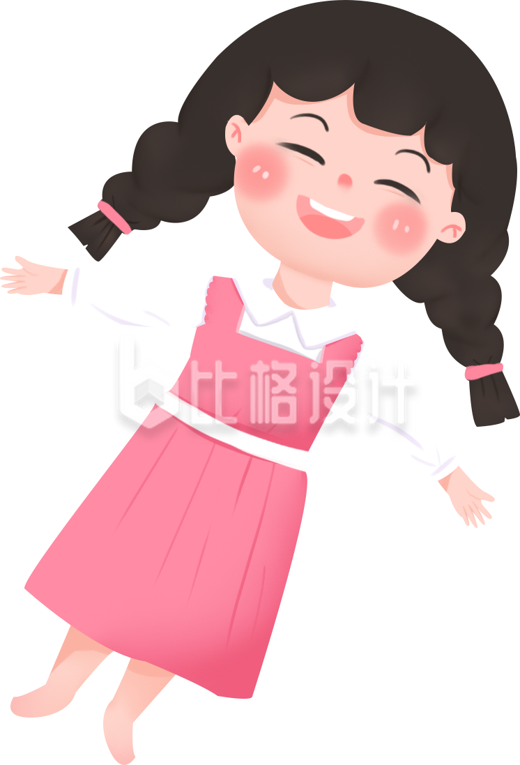 可爱小姑娘手绘插画 趣味