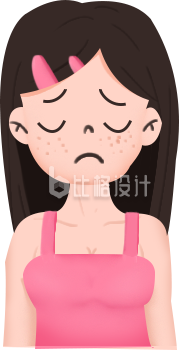 难过小女孩趣味手绘插画趣味