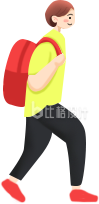 背包客手绘小男孩