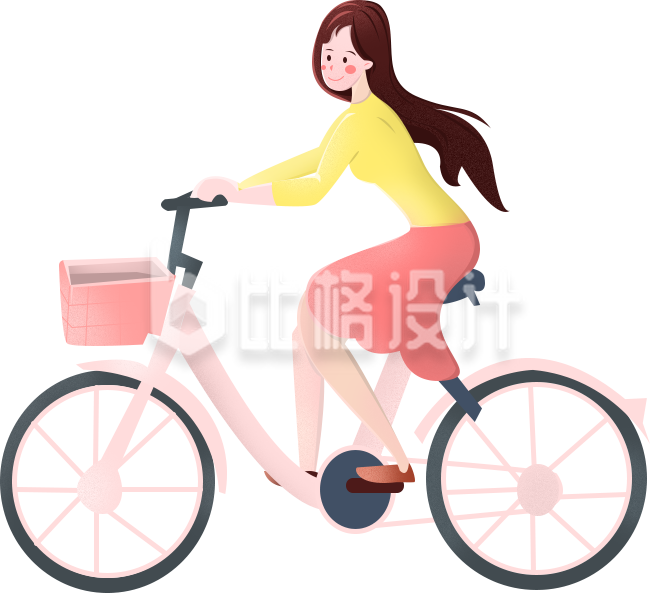 骑自行车手绘趣味
