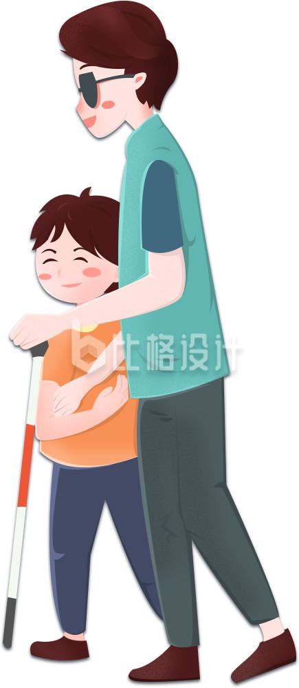 盲人手绘趣味人物