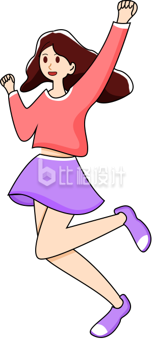 可爱小女孩趣味插画