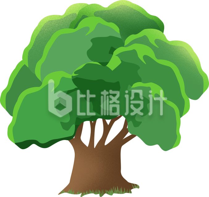 大树手绘趣味植物插画