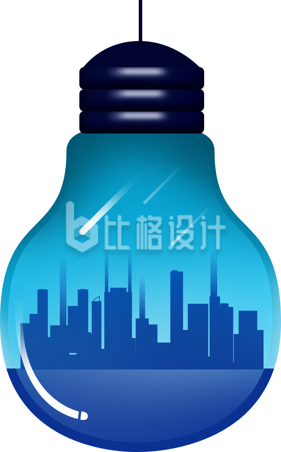 城市剪影灯泡形象，点亮创意宣传海报