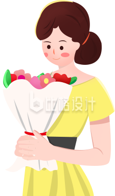 手持鲜花的女子形象母亲节宣传插画