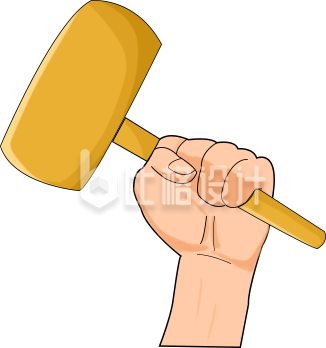 手握木槌形象生动 趣味卡通风格宣传图