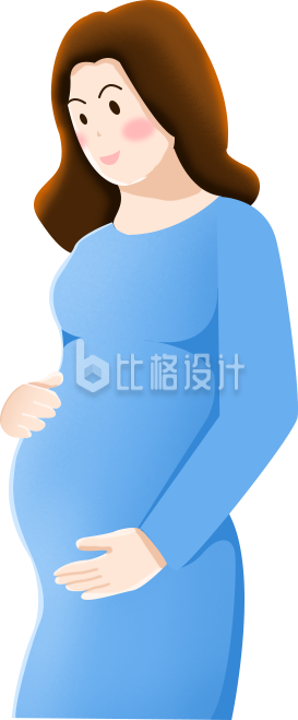 身着蓝色长裙的孕妇形象图