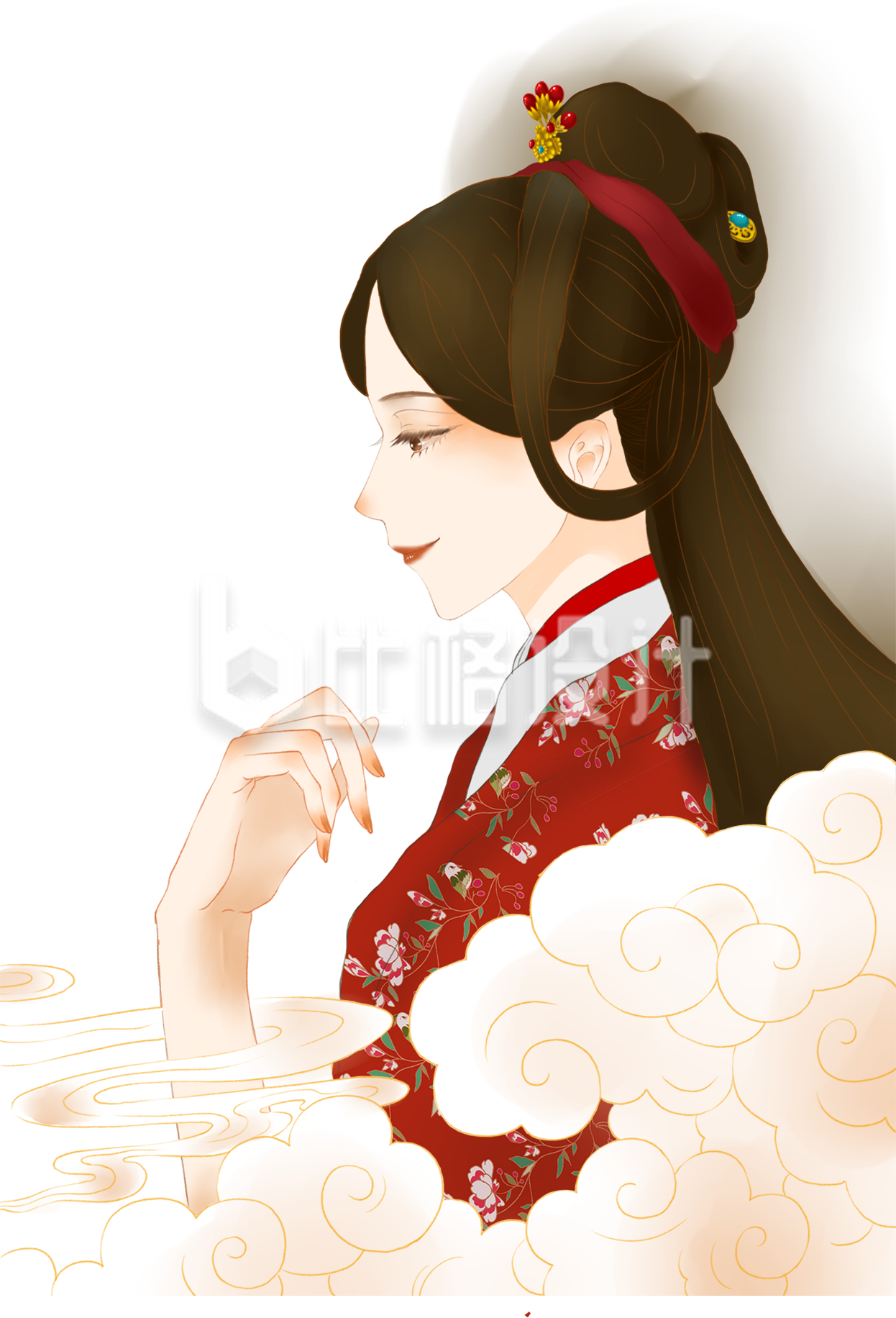 身着传统服饰的古装女子形象宣传图