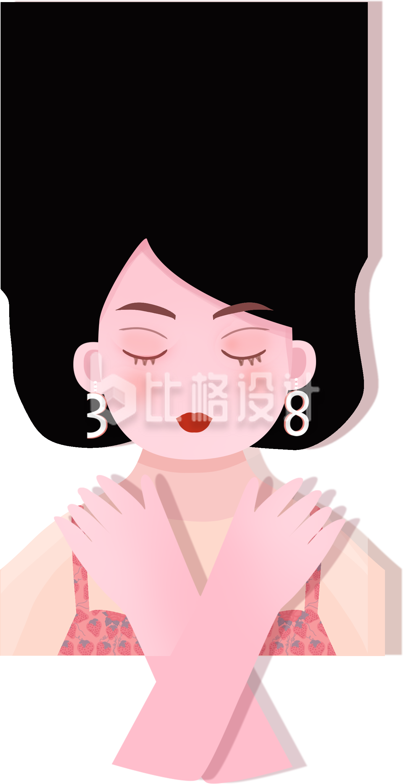 三八妇女节插画海报 展现女性柔美姿态