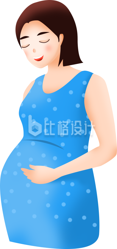 穿着波点裙的孕妇形象展示母婴宣传物料