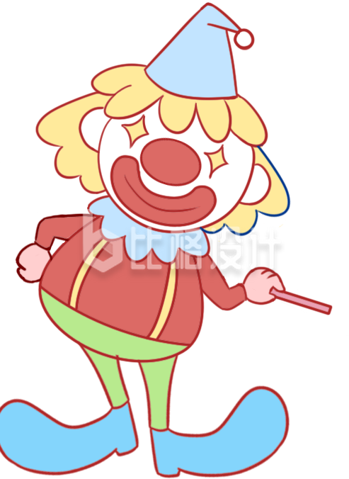 可爱小丑形象的趣味宣传物料设计图