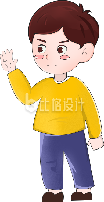 卡通男孩挥手形象，可爱风格宣传物料