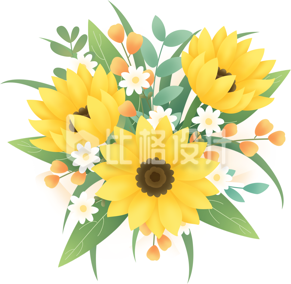 向日葵鲜花插画，适合母亲节的宣传物料
