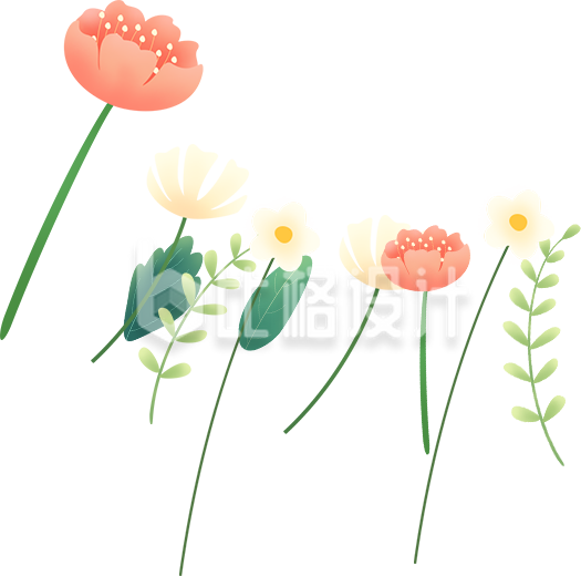 多彩鲜花绿叶装饰图 清新自然风素材