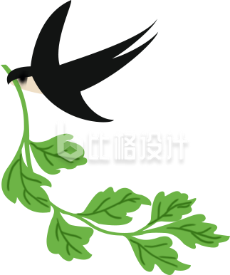 灵动燕子衔绿叶图 清新自然风装饰素材