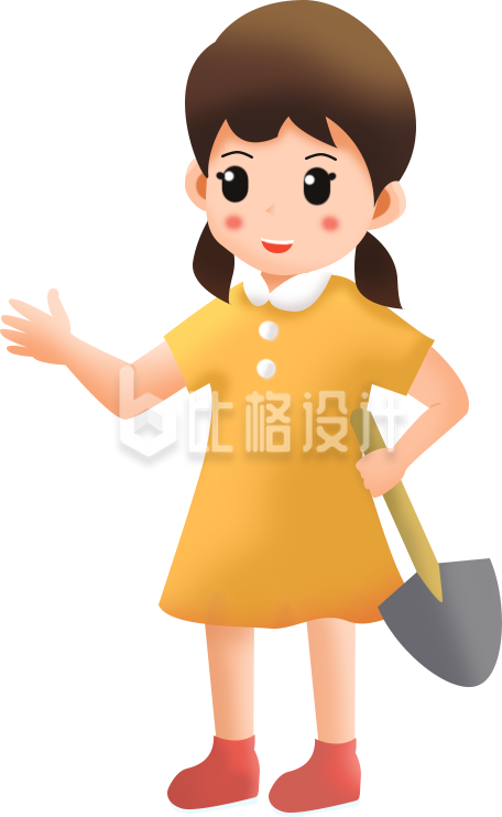 手持铲子的可爱女孩形象宣传物料