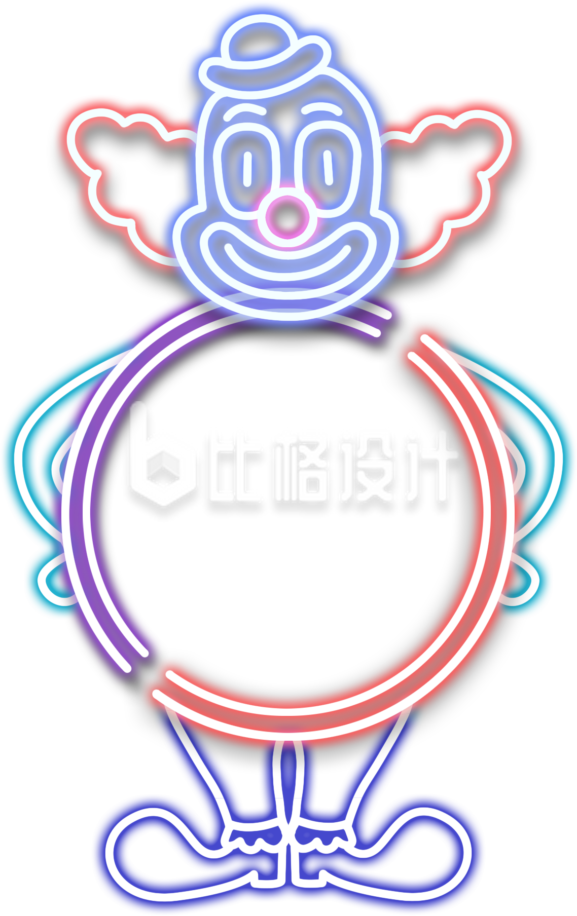 趣味小丑造型霓虹框 创意宣传物料