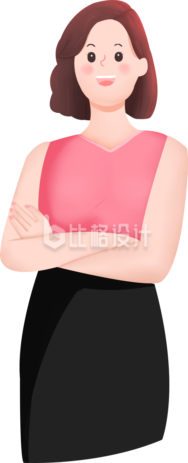 双臂交叉的商务女士形象图