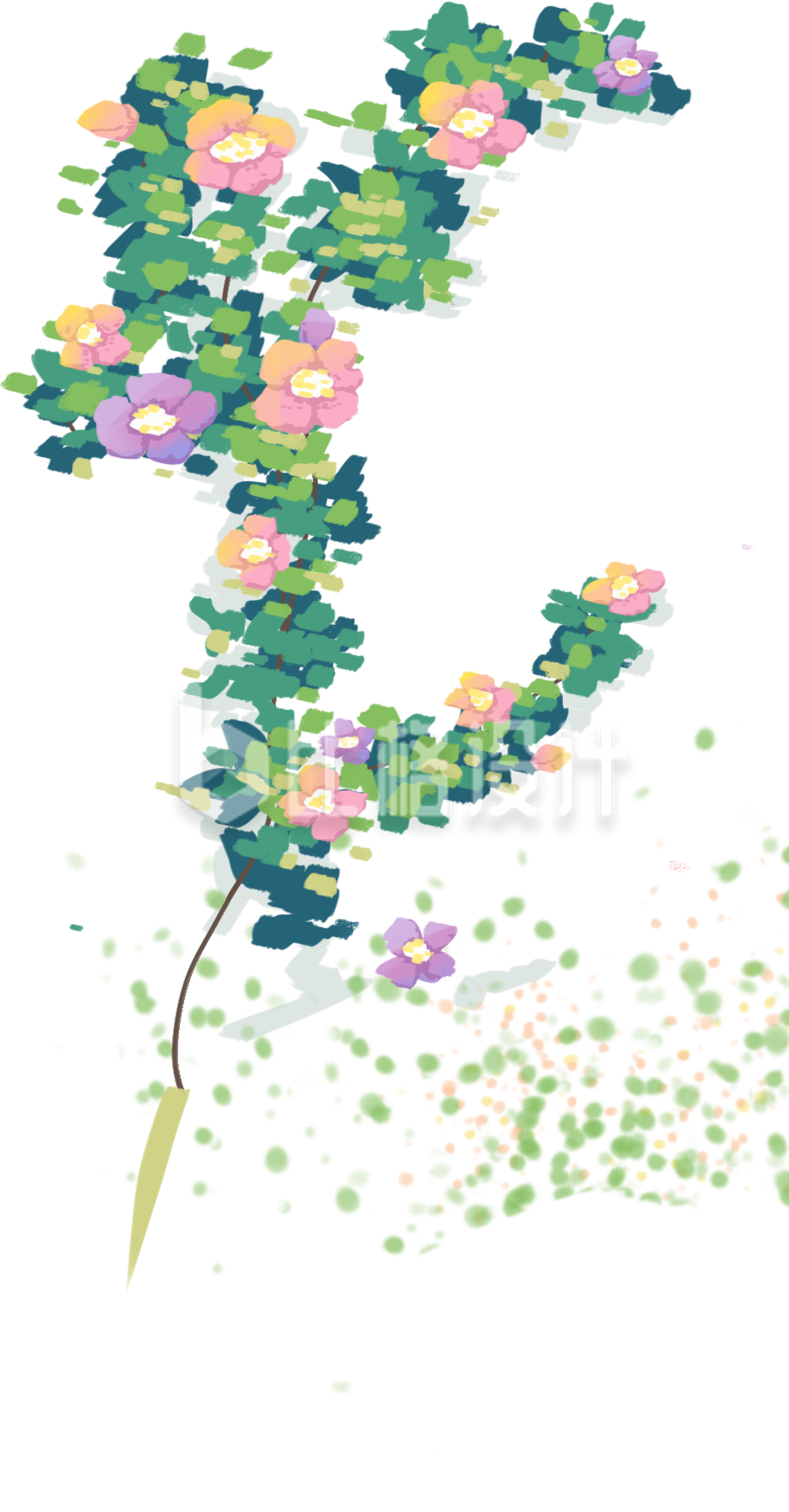 多彩花卉绿植装饰图，清新自然氛围满满