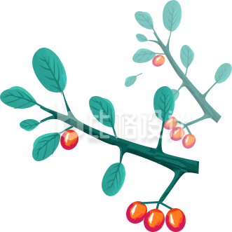 枝头绿叶红果 清新水果宣传图