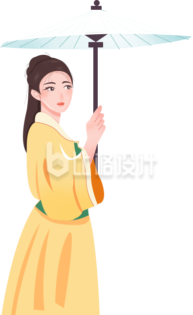 古装女子手持纸伞尽显优雅气质