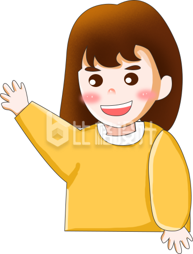 穿着黄色上衣的可爱女孩挥手打招呼形象