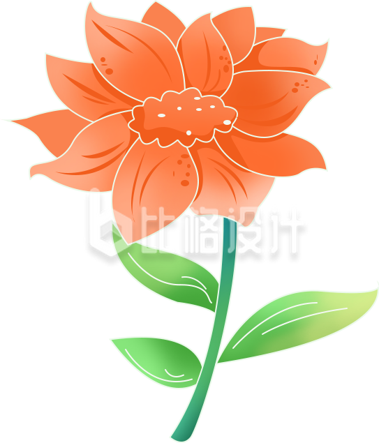 鲜艳橙色花朵插画 适合多种宣传物料使用 鲜艳橙色花朵插画 适合多种宣传物料使用
