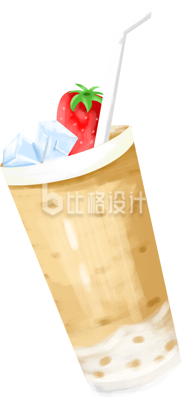 美味草莓饮品插画,夏日清爽必备宣传图 美味草莓饮品插画,夏日清爽必备宣传图