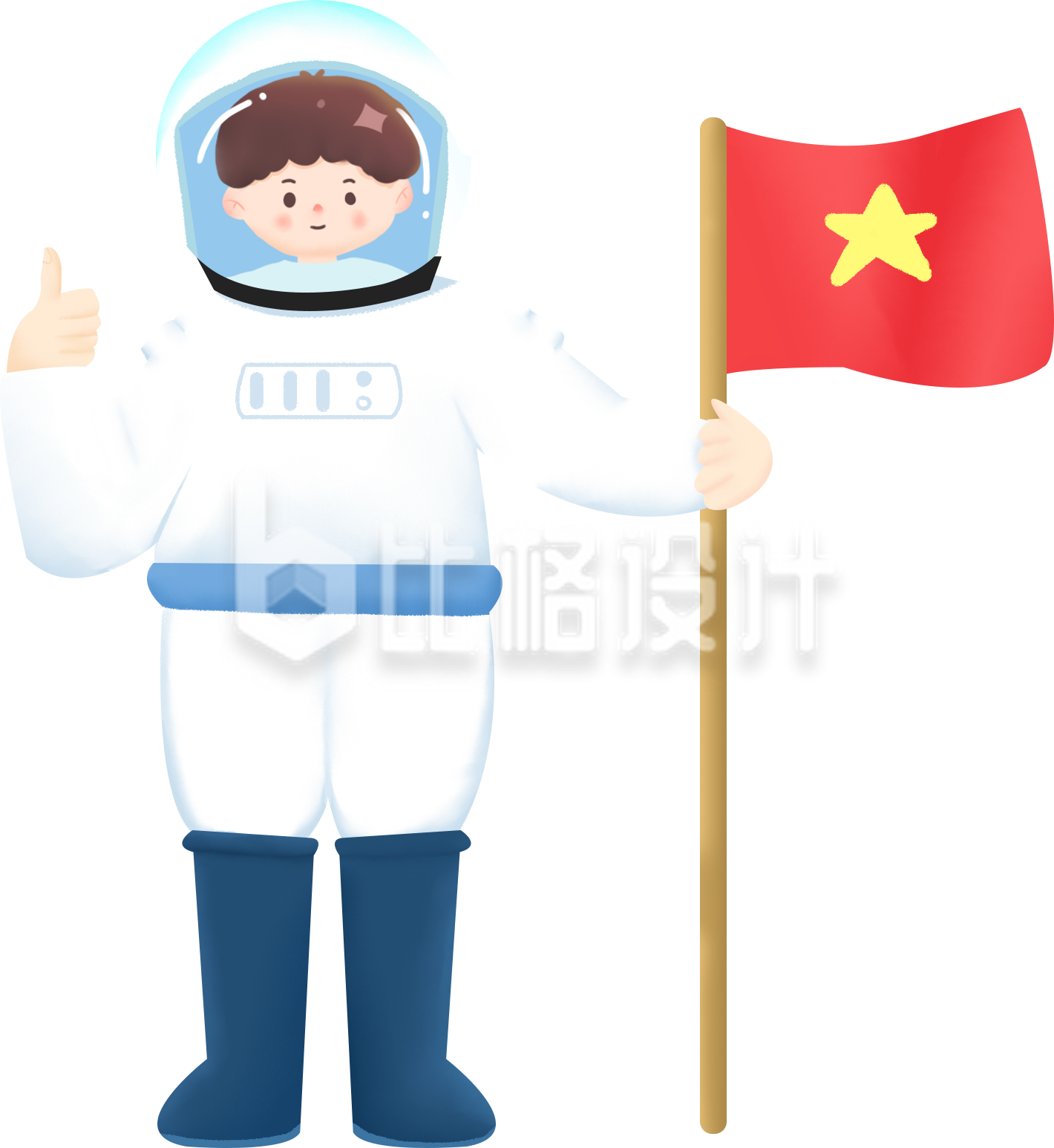 宇航员手绘人物太空