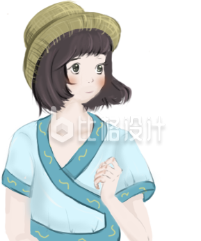 美少女手绘插画 