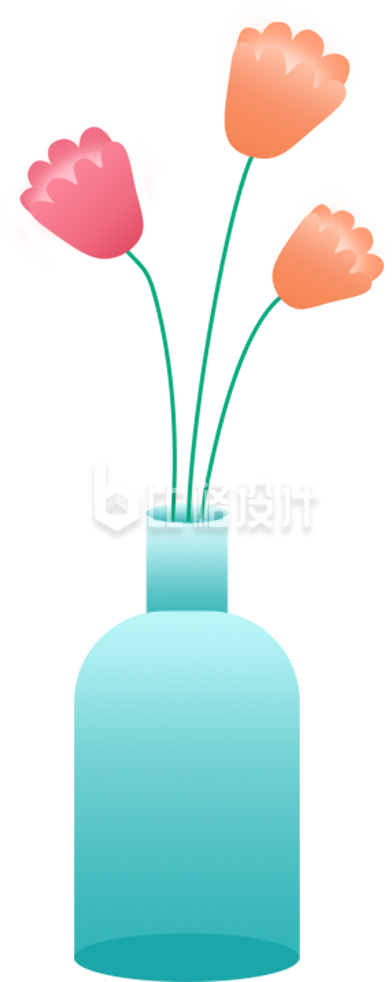 手绘瓶装花朵