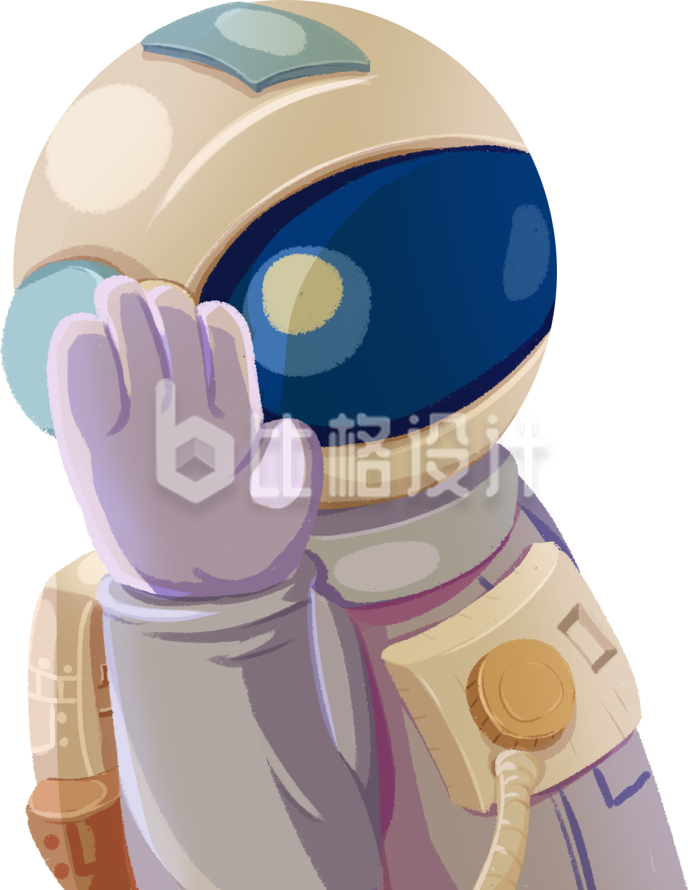 宇航员手绘插画趣味