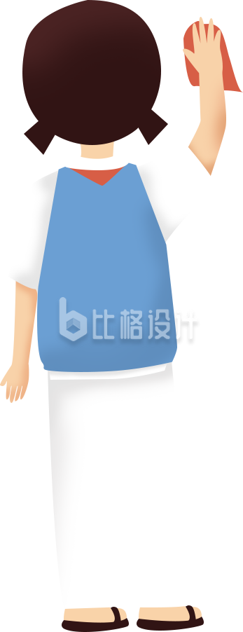 可爱学生背影手绘