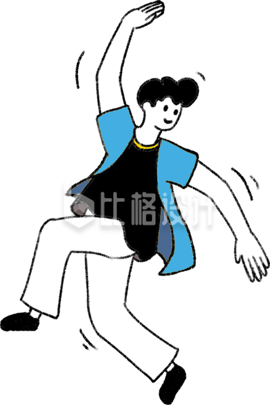 夸张跳舞小男孩手绘