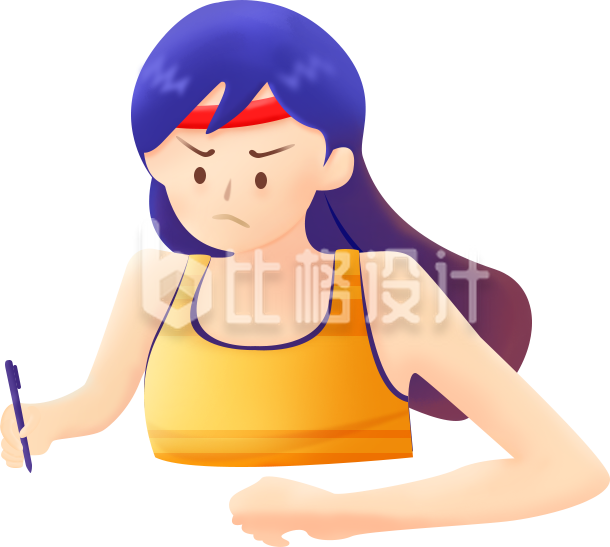 手绘努力学习小女孩趣味