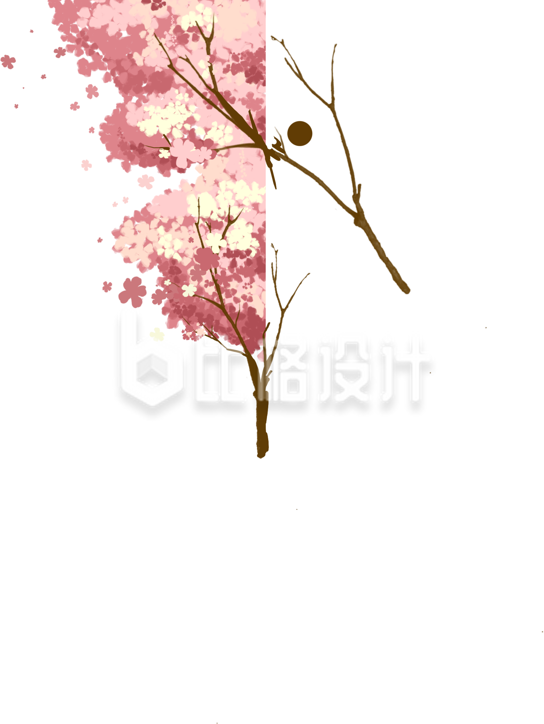 粉色樱花树唯美插画 尽显春日浪漫风情 粉色樱花树唯美插画 尽显春日浪漫风情