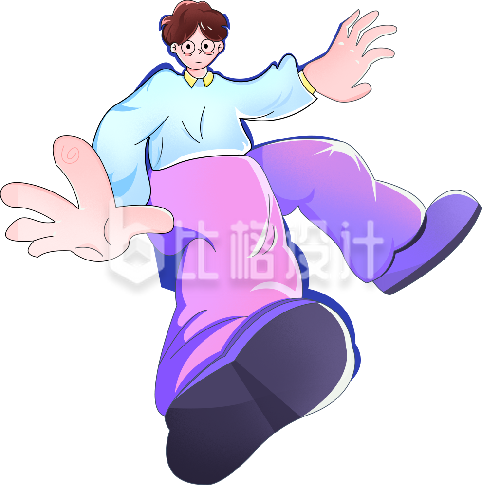 可爱小男孩手绘插画