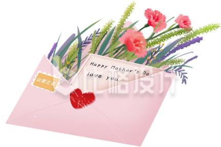 信封小花植物手绘插画