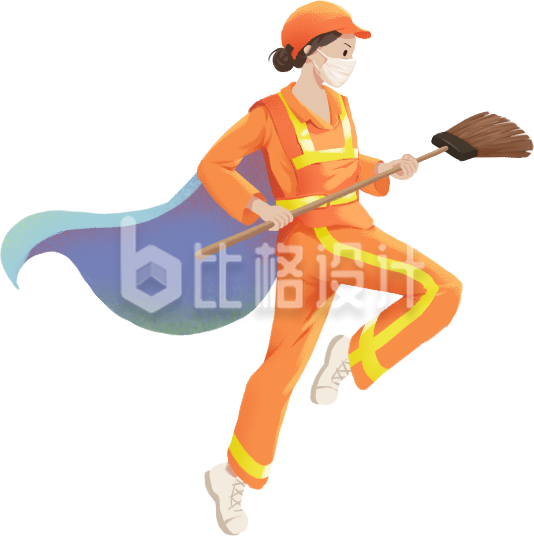 环卫工人手绘插画
