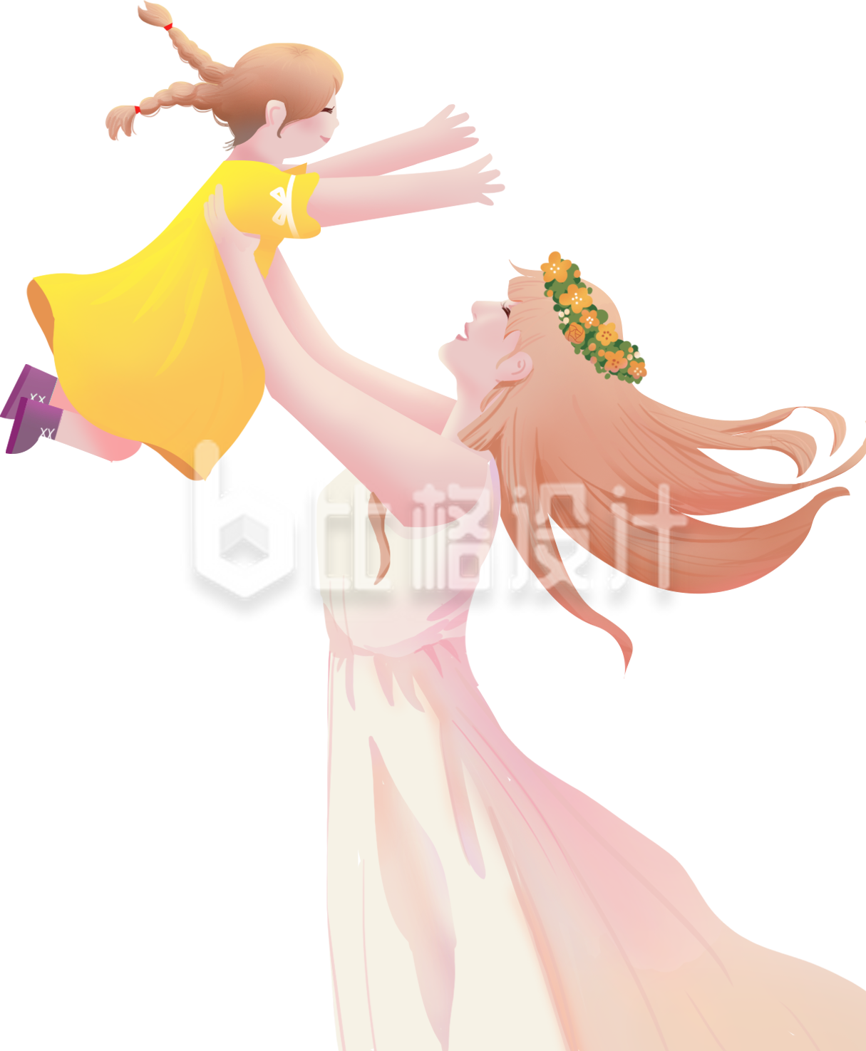 美少女和小女孩手绘