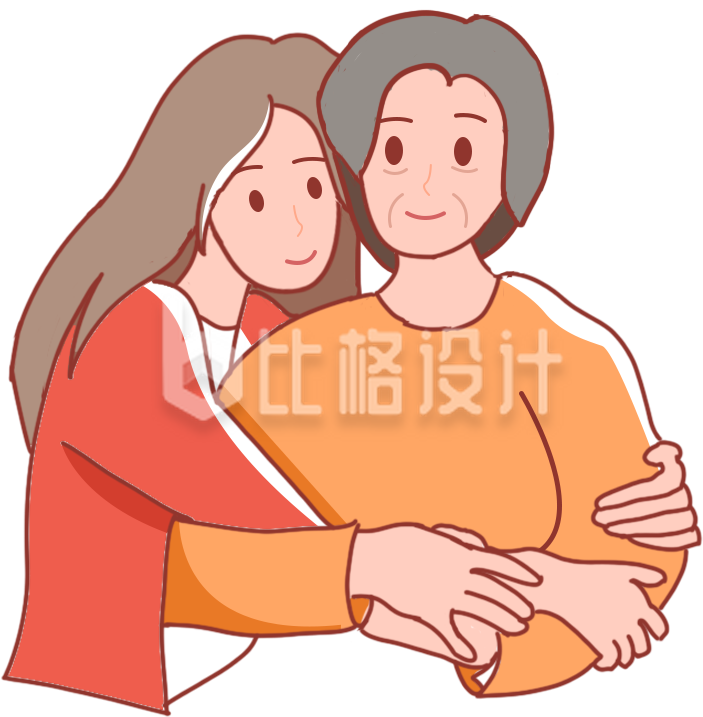 可爱小女孩美少女母亲手绘