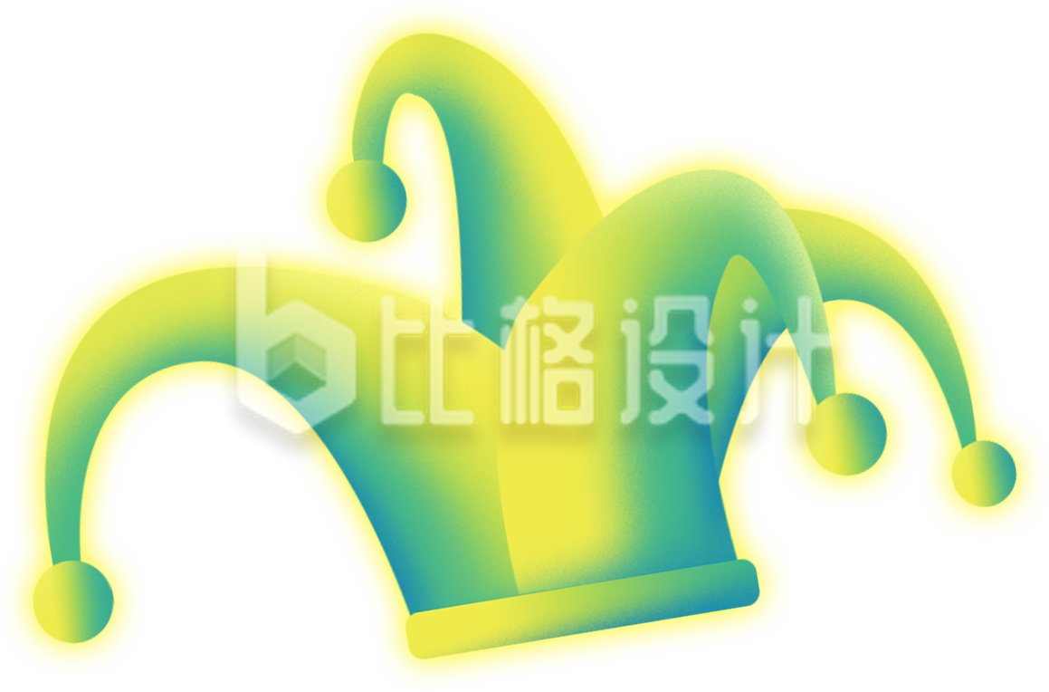 手绘渐变卡通可爱小丑帽子插画