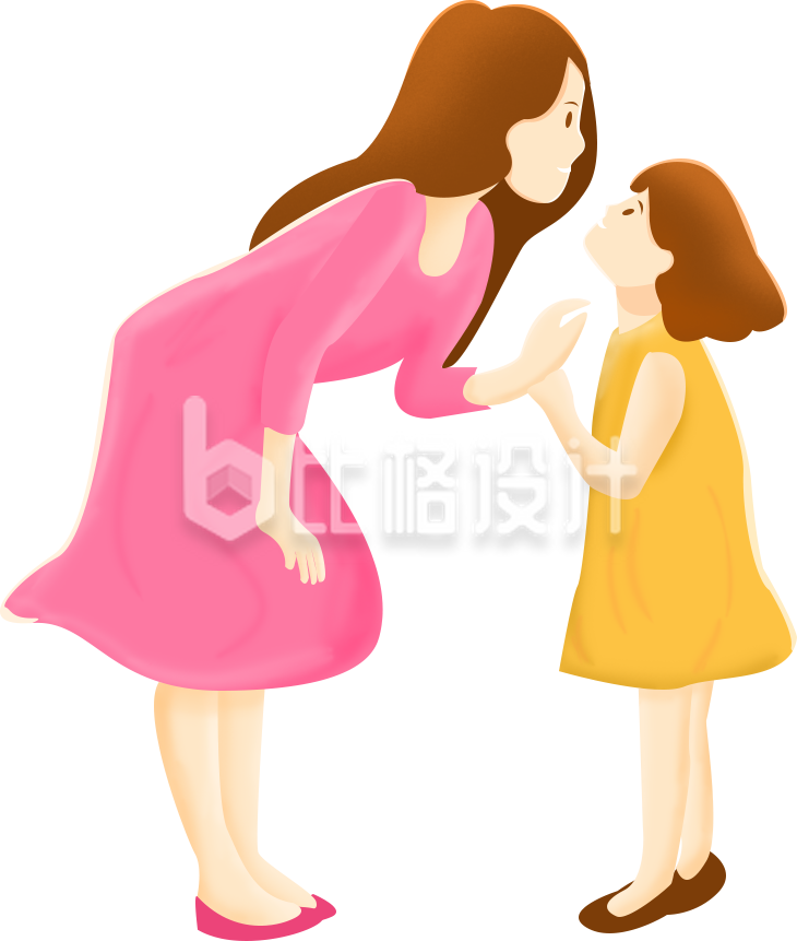 母亲和孩子手绘插画