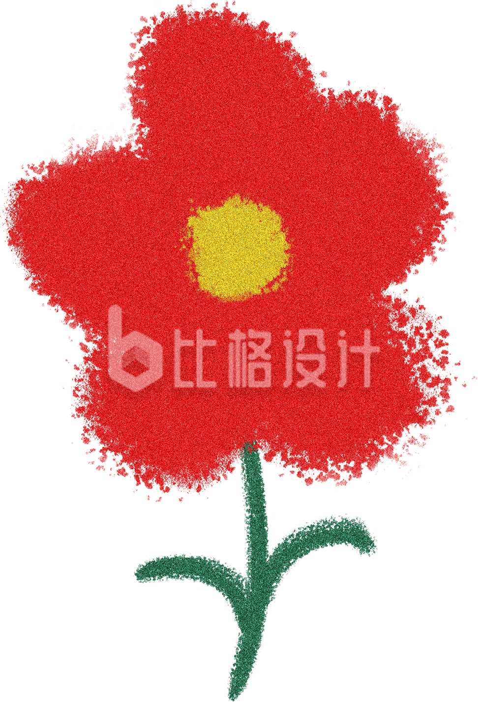 小花手绘插画红色