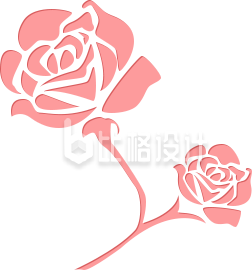 剪影玫瑰花手绘