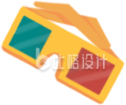 电影3D眼镜手绘插画