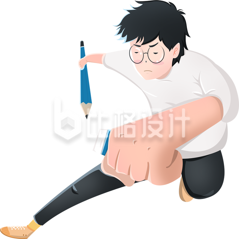 跑步运动小男孩手绘