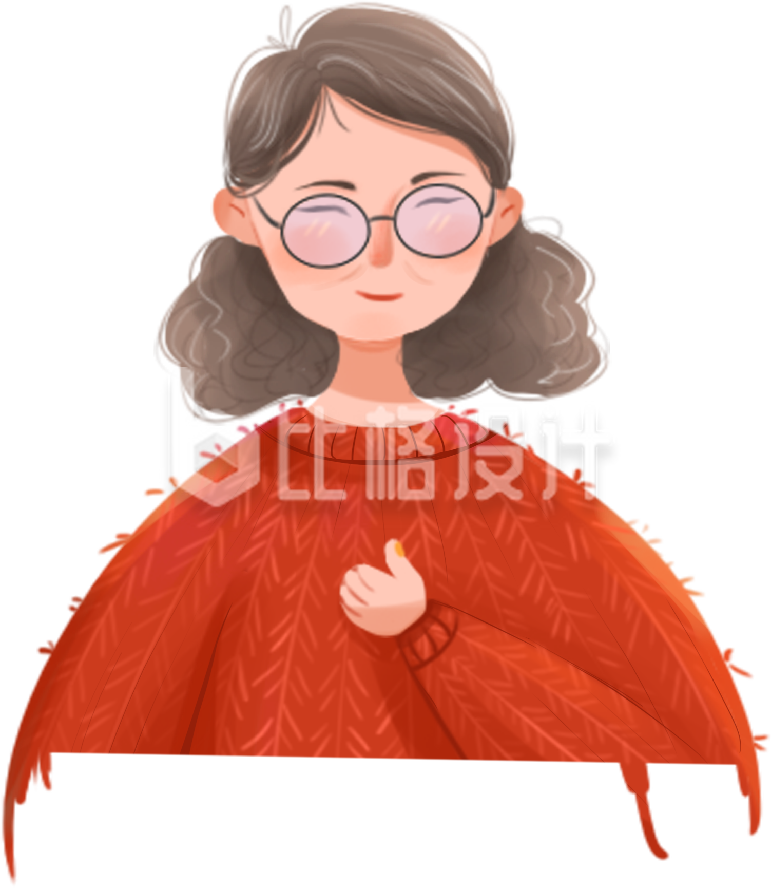 老人家手绘插画趣味