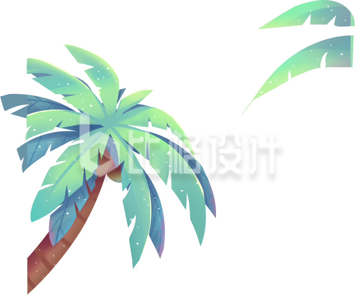 椰树植物手绘插画