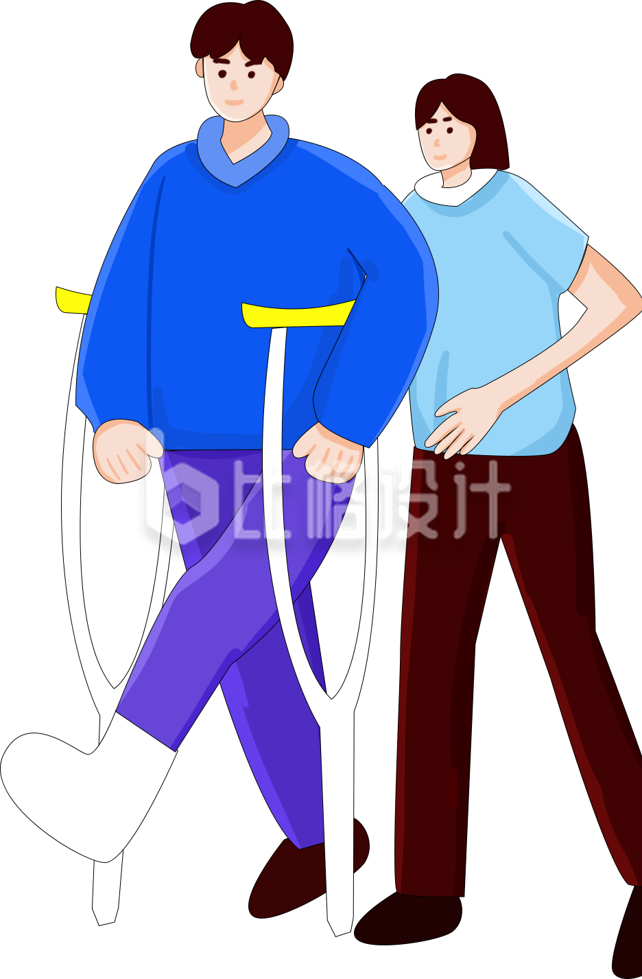 残疾人手绘插画
